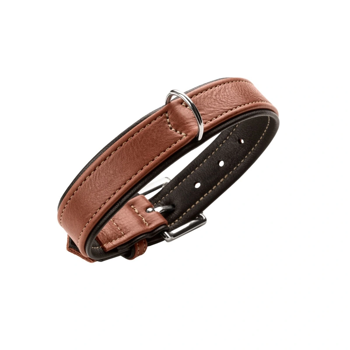 Hunter Hundehalsbånd læder Canada Elg Str.55 Cognac/Sort - 42-48 cm